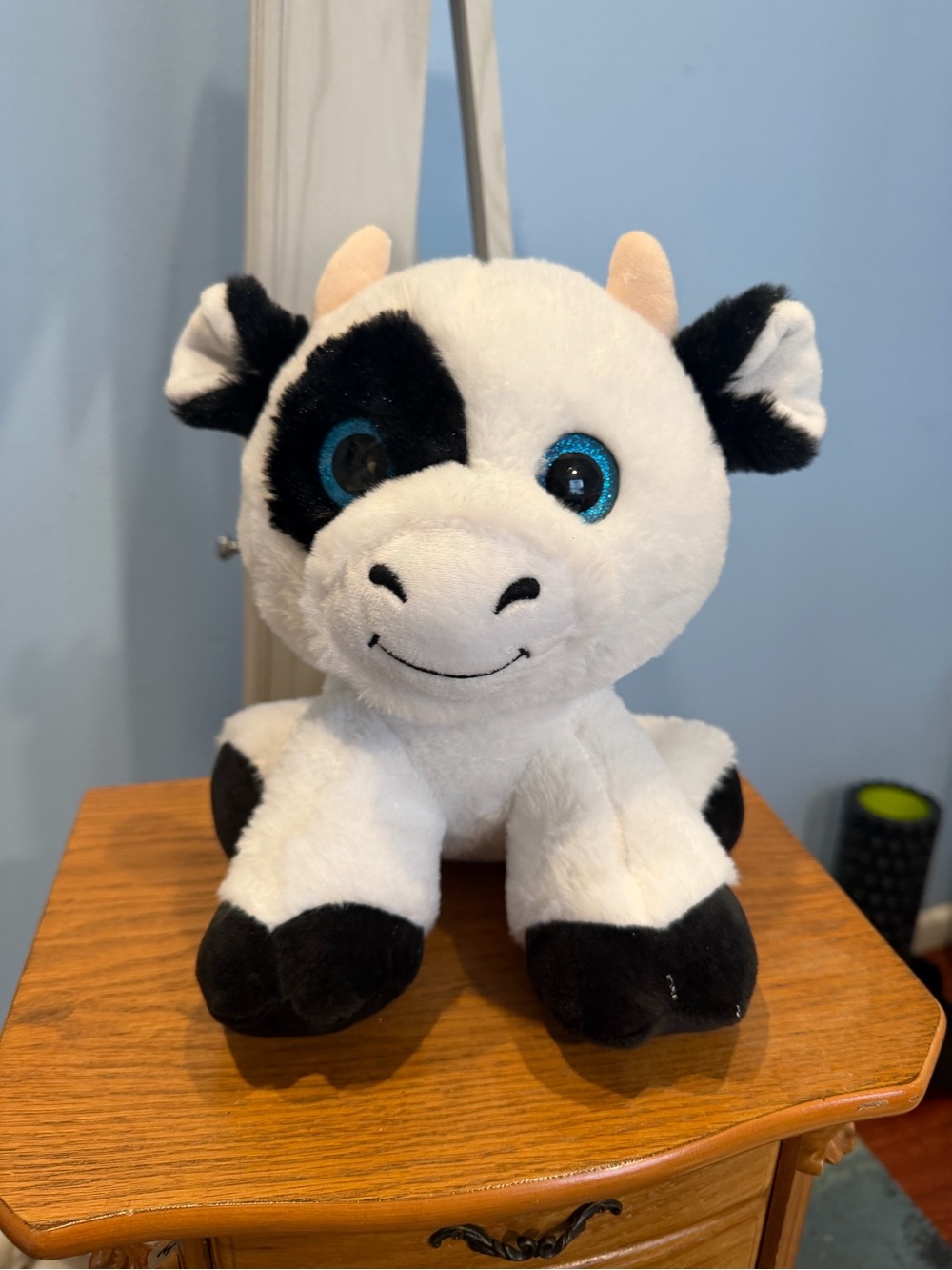 Cute Blue-Eyed Cow Plush - White and Black